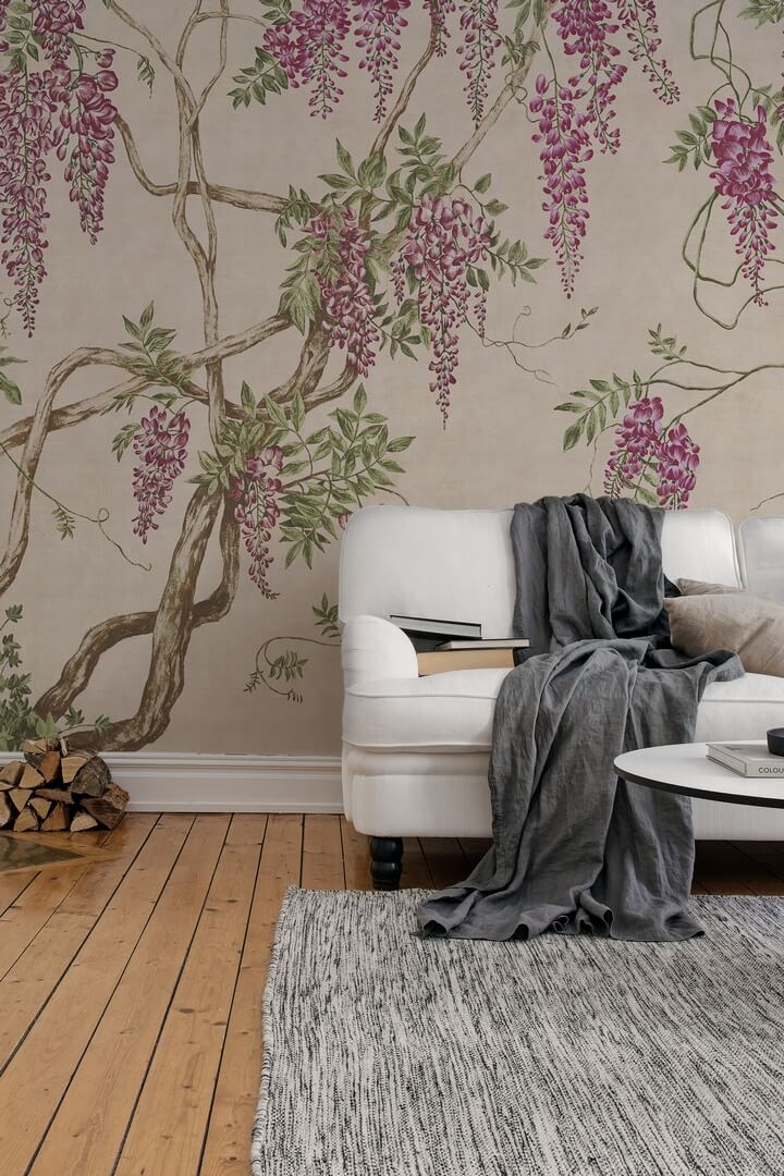 Fototapeta drzewo wisterii Rebel Walls R18732 Wisteria Tree Dusty Pink Cottage Core
