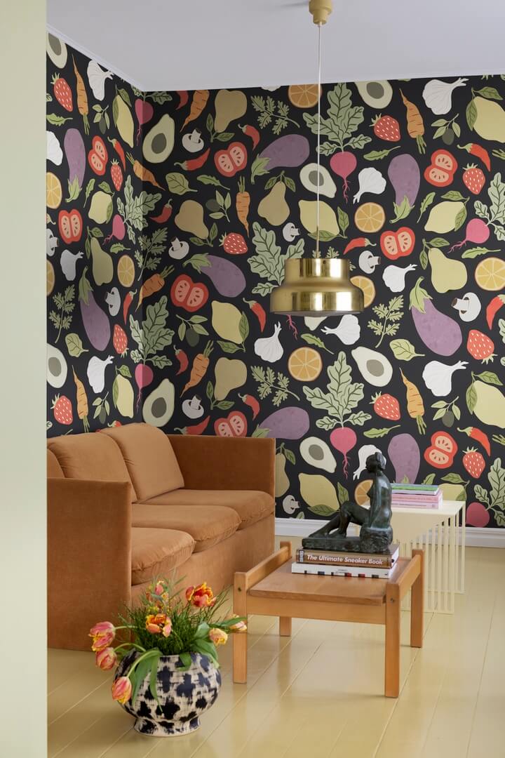 Fototapeta owoce i warzywa Rebel Walls R19578 Eat Your Greens Midnight Cottage Core