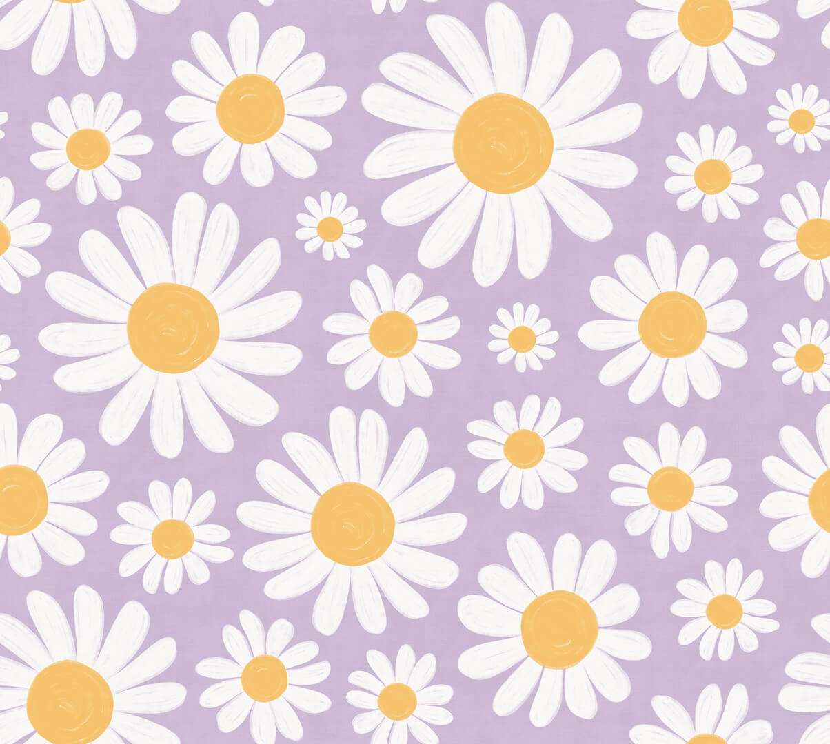 Fototapeta stokrotki retro Rebel Walls R19582 Dashing Daisies Lilac Cottage Core