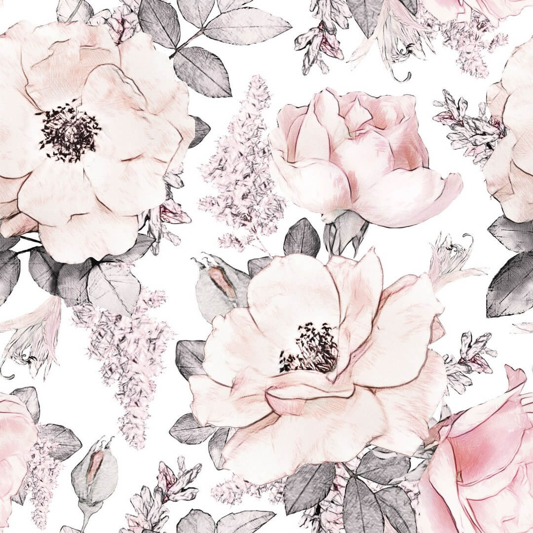 Tapeta kwiaty vintage Pink Garden Dekornik DEKO.TAP.029