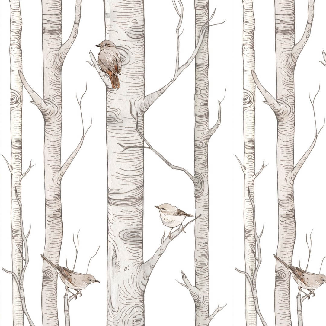 Tapeta drzewa i ptaki Birch Forest Dekornik DEKO.TAP.082