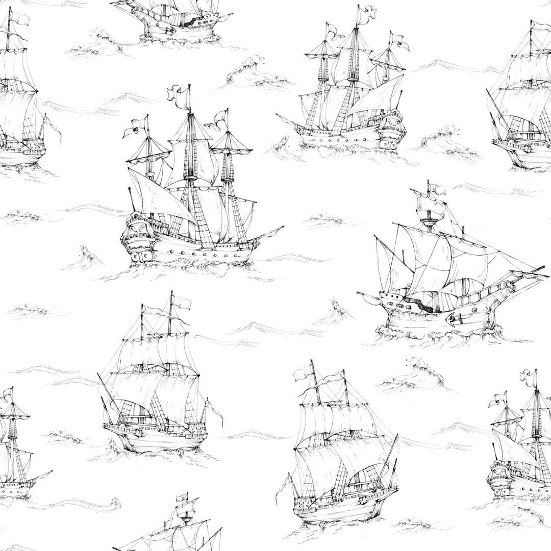 Tapeta okręty na morzu black&white Dekornik DEKO.TAP.141