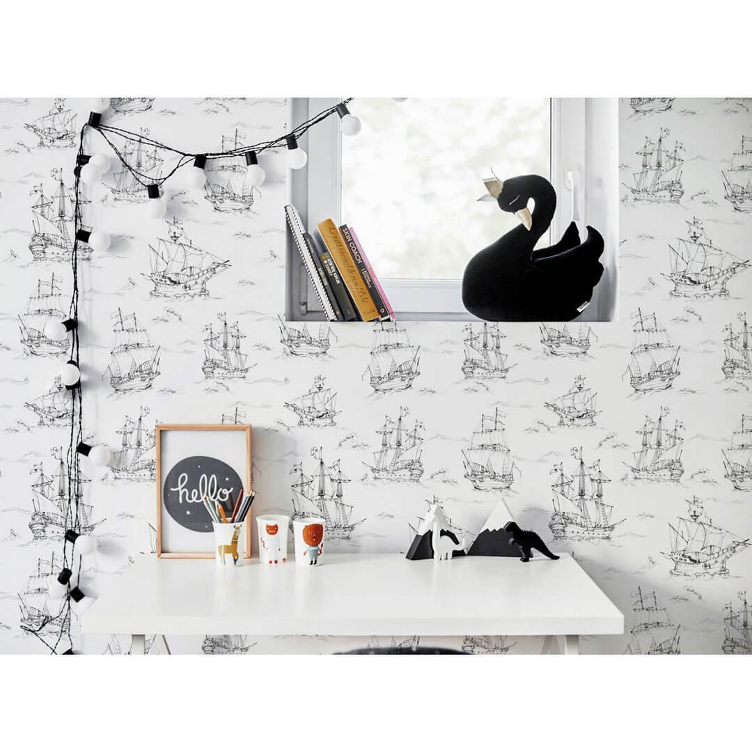 Tapeta okręty na morzu black&white Dekornik DEKO.TAP.141