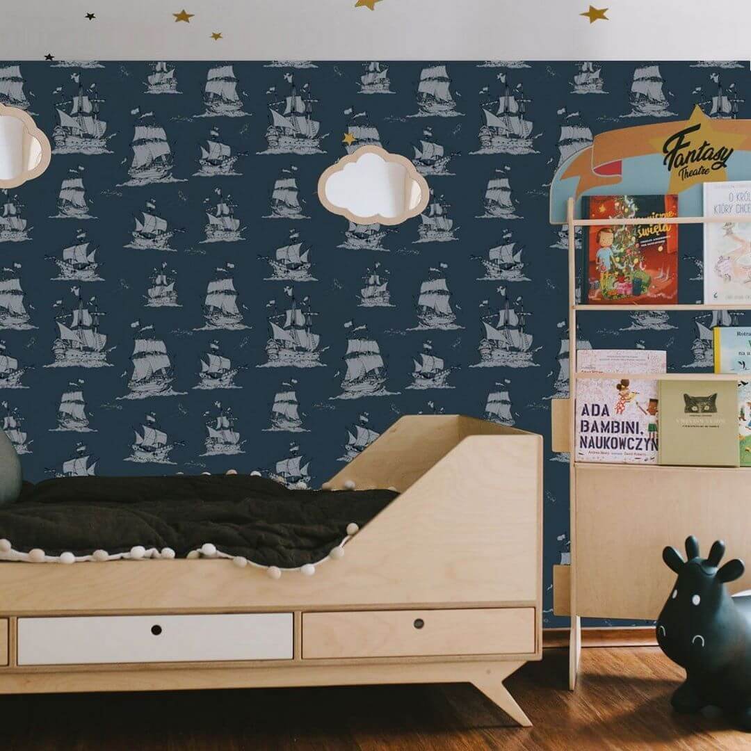 Tapeta okręty na morzu navy blue Dekornik DEKO.TAP.142