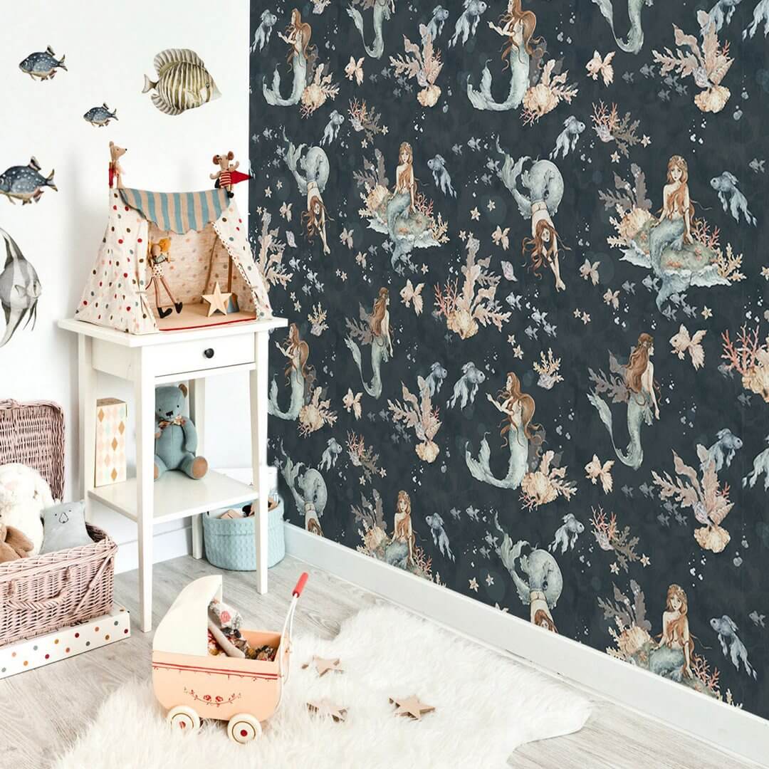 Tapeta syreny w ciemnej toni Dekornik DEKO.TAP.144