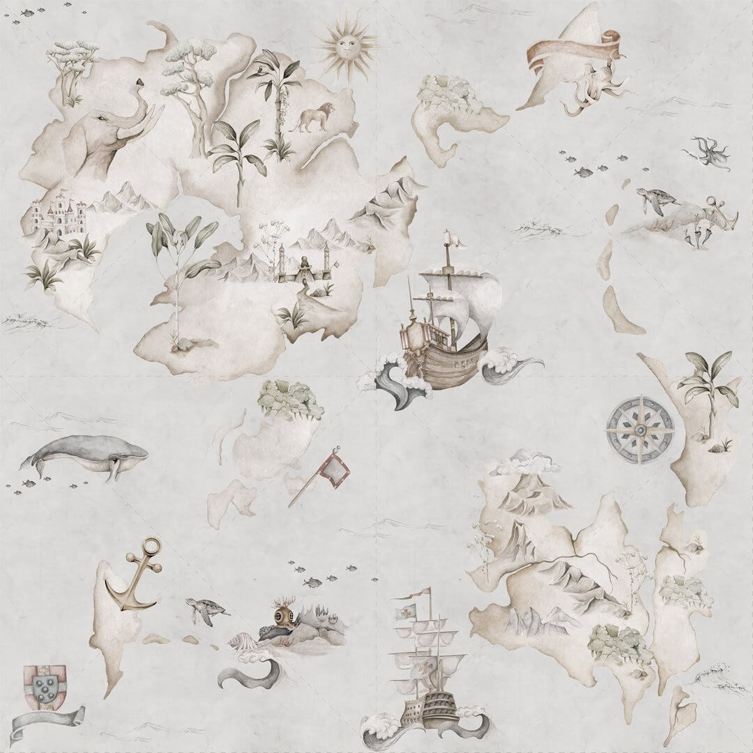 Tapeta morska Mapa Stories From The Sea Color Dekornik DEKO.TAP.145