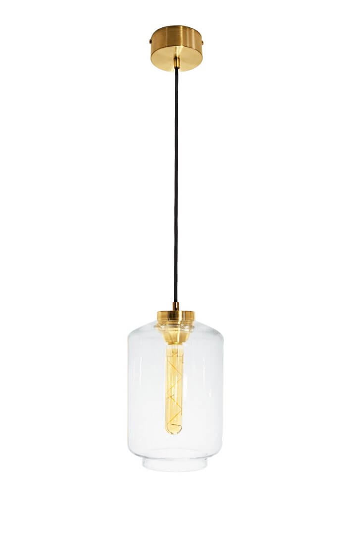Lampa wisząca pojedyncza Famlight Leyte Transparent Brass