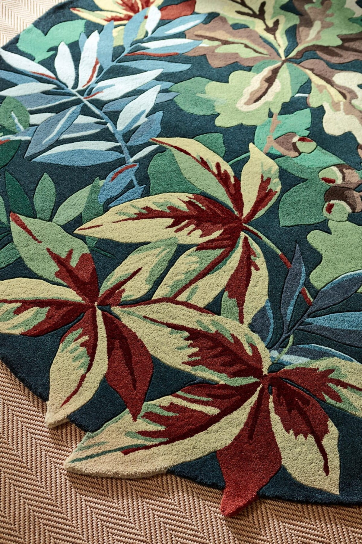 Dywan okrągły leśne liście ROBIN’S WOOD FOREST GREEN ROUND 146508 Sanderson