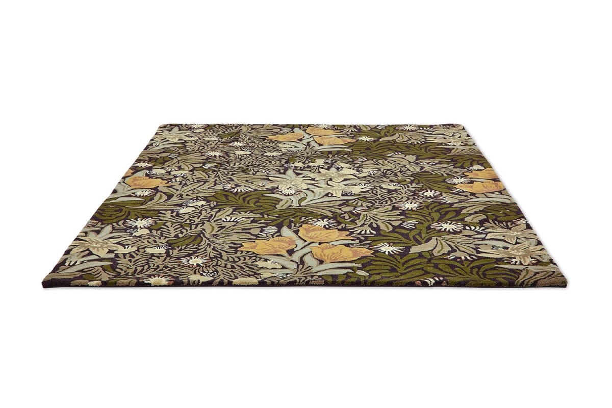 Dywan zielony z roślinnym wzorem MOREW – BOWER TWINING VINE GREEN 128207 Morris & Co.