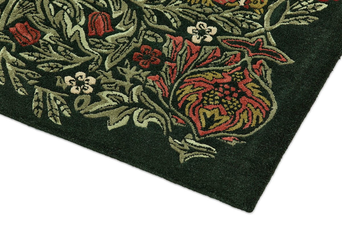 Dywan z botanicznym wzorem zielony MOREW – BIRD TRUMP GREEN 128307 Morris & Co.