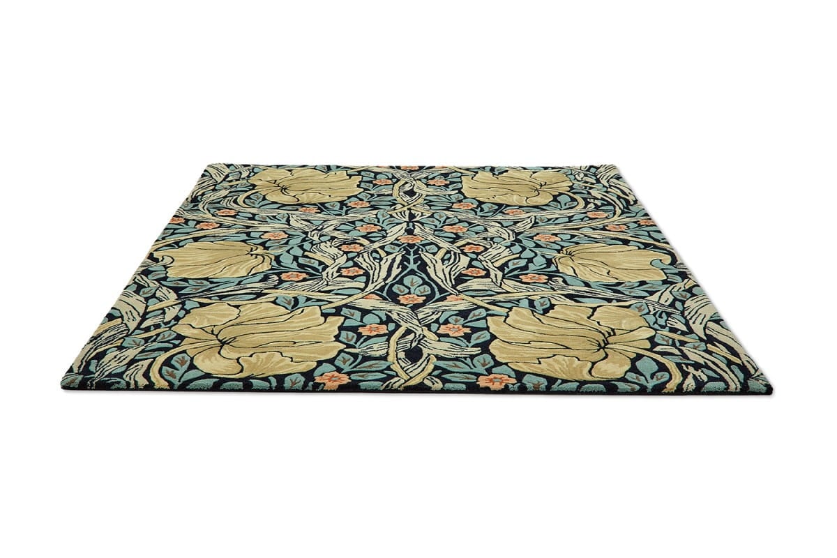 Dywan florystyczny niebiesko-żółty Pimpernel INDIGO 28818 Morris & Co.