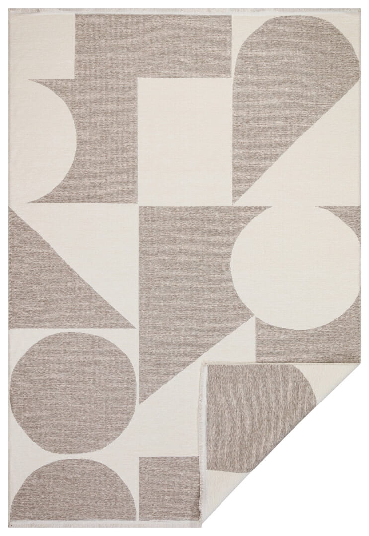 1szt / 24H Dywan dwustronny geometryczny Boucle 4121 Geometric Beige - 160x230 cm.