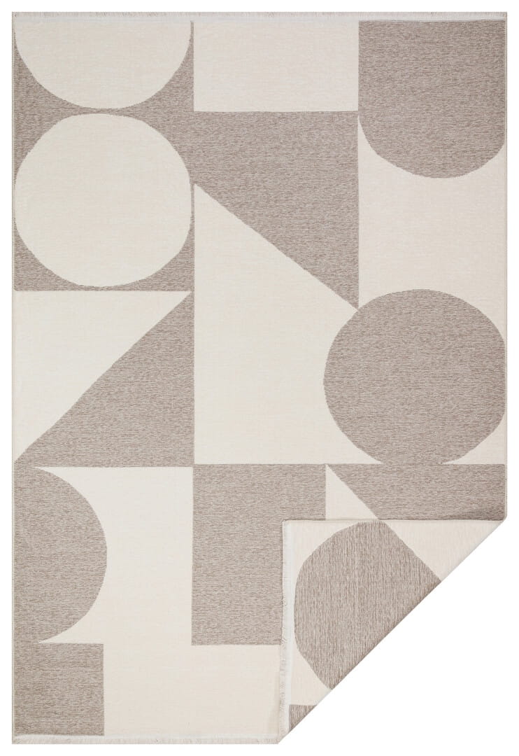 1szt / 24H Dywan dwustronny geometryczny Boucle 4121 Geometric Beige - 160x230 cm.