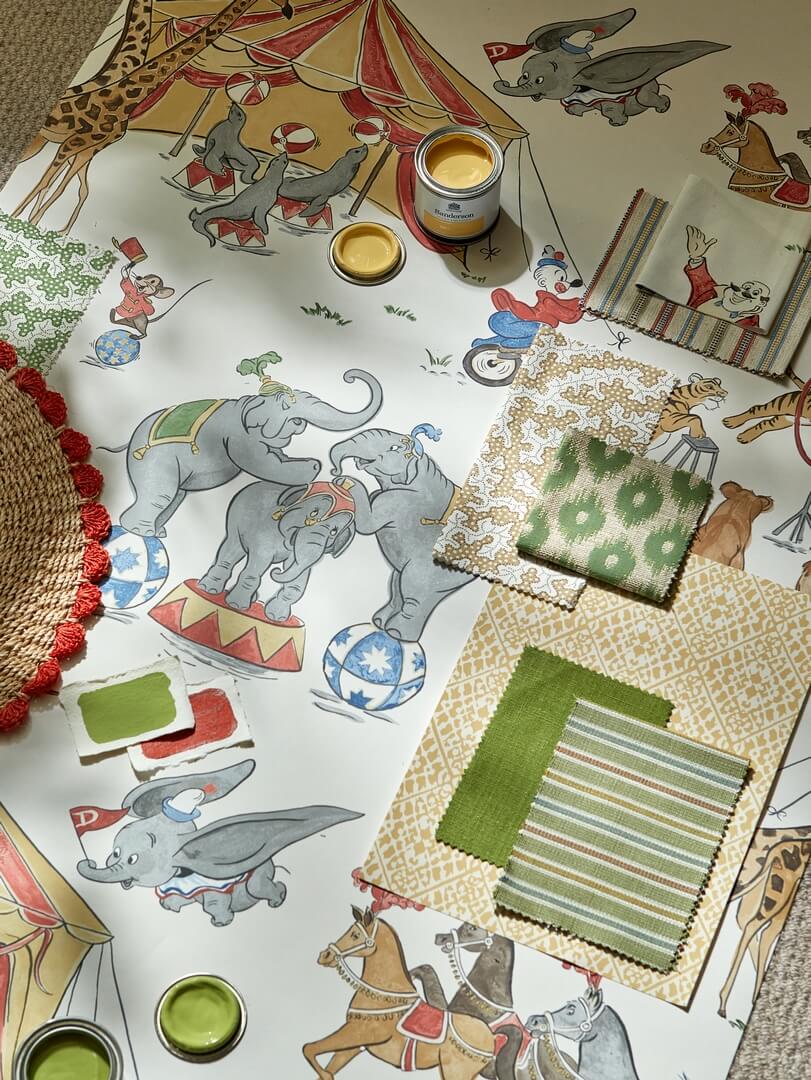 Tkanina Disney Dumbo w cyrku Sanderson 227163 Dumbo