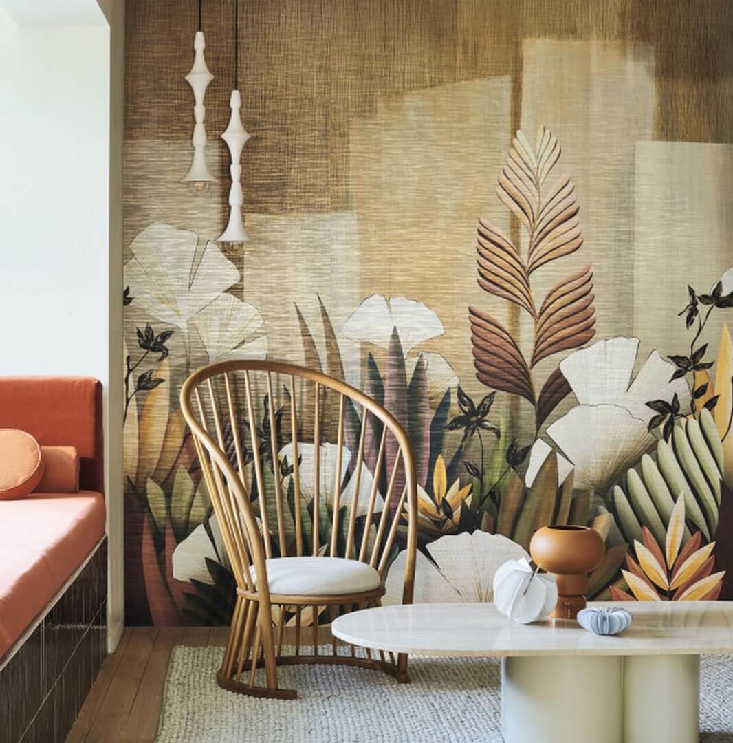 Mural roślinny z liśćmi miłorzębu japońskiego Casamance 71290268 Icho Exploration