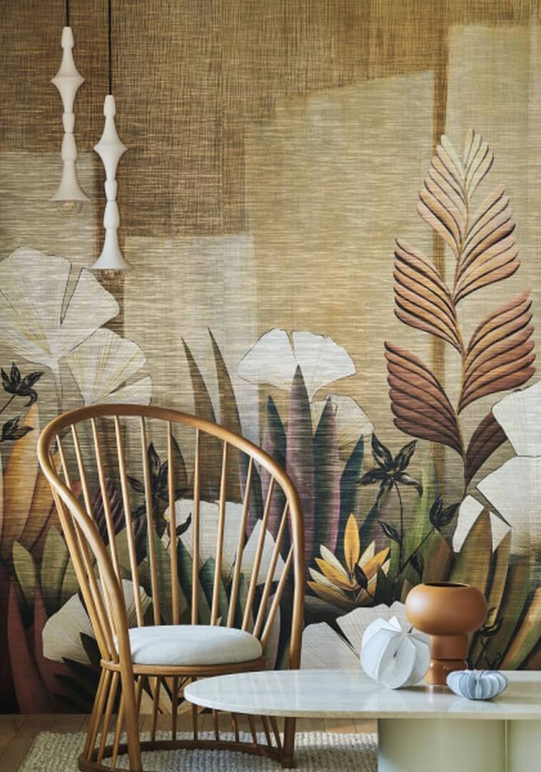 Mural roślinny z liśćmi miłorzębu japońskiego Casamance 71290268 Icho Exploration
