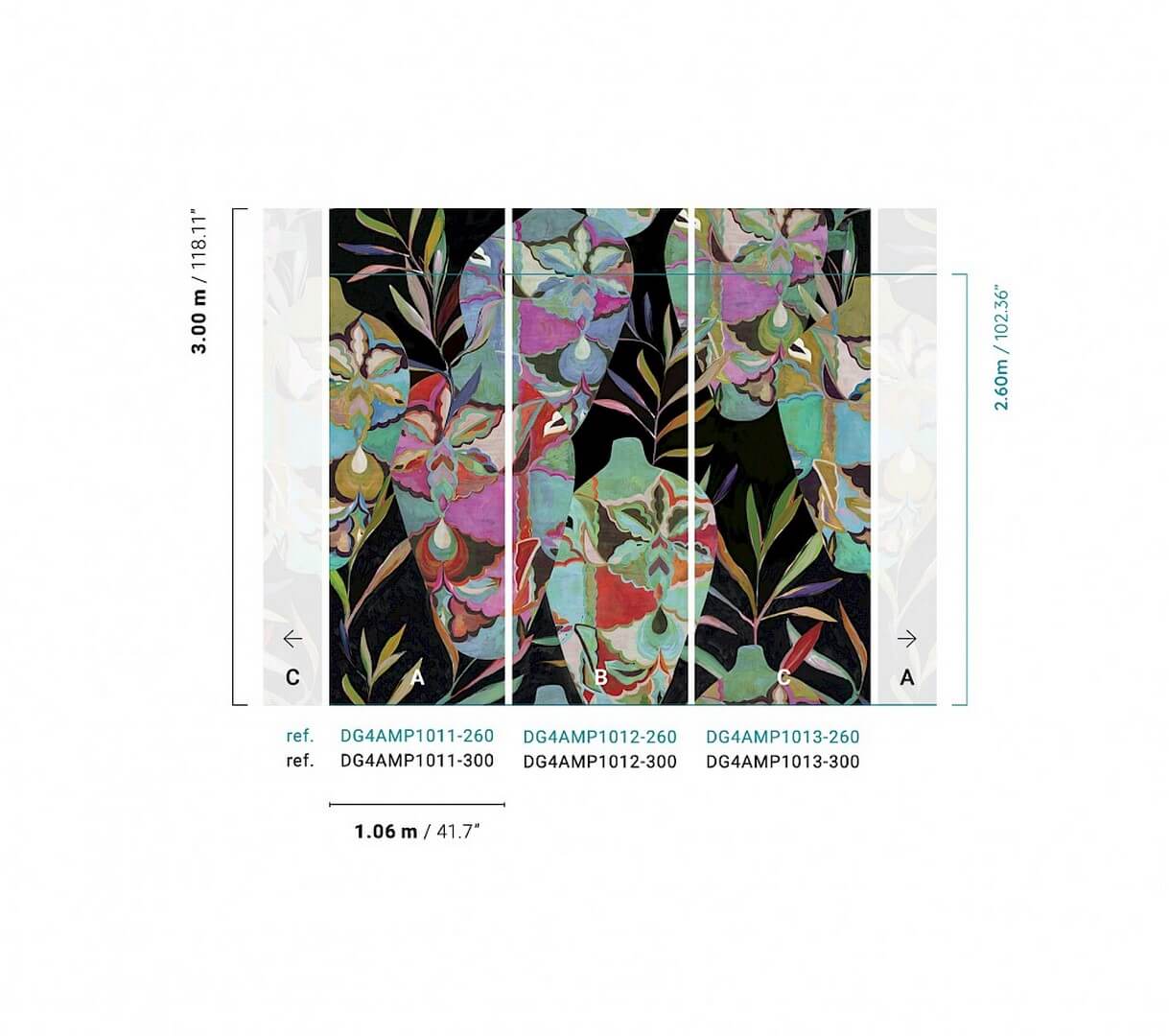 Mural wazony i liście Khroma DG4AMP1011 Amphor Wall Designs IV