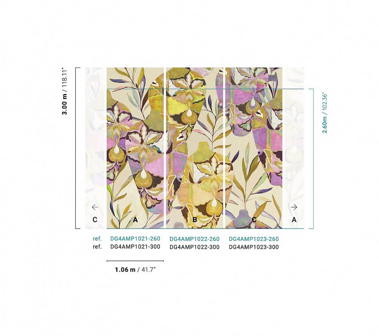 Mural wazony i liście Khroma DG4AMP1021 Amphor Wall Designs IV