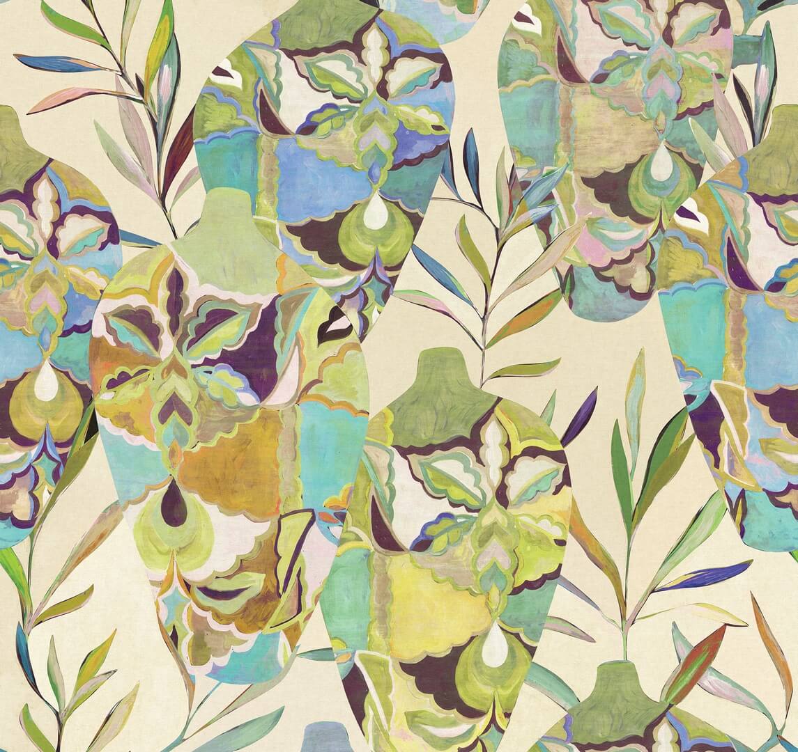 Mural wazony i liście Khroma DG4AMP1032 Amphor Wall Designs IV