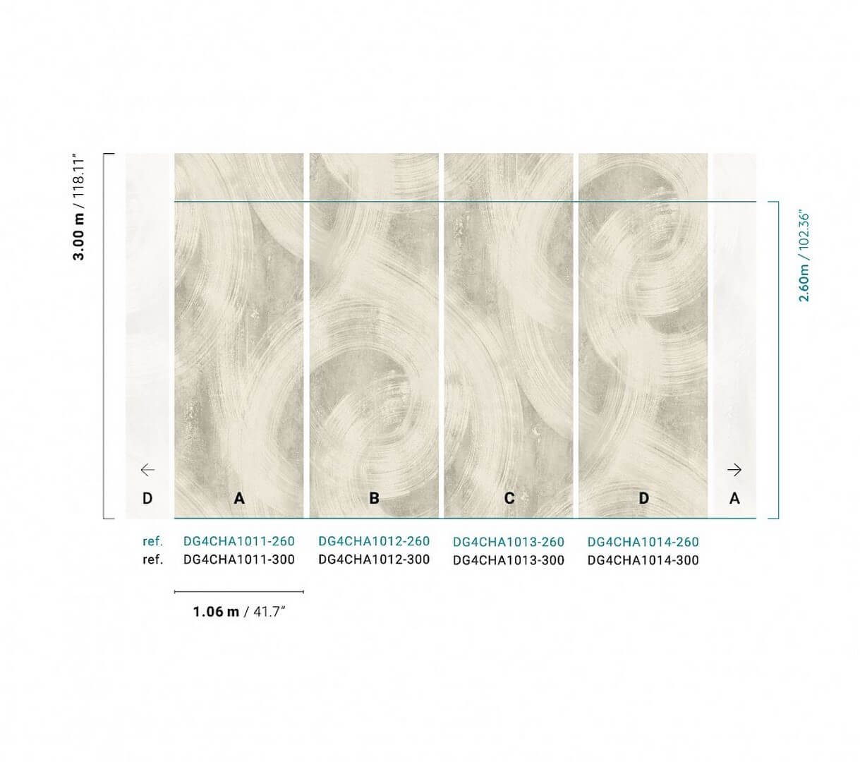 Mural abstrakcyjne pociągnięcia pędzla Khroma DG4CHA1014 Charly Wall Designs IV
