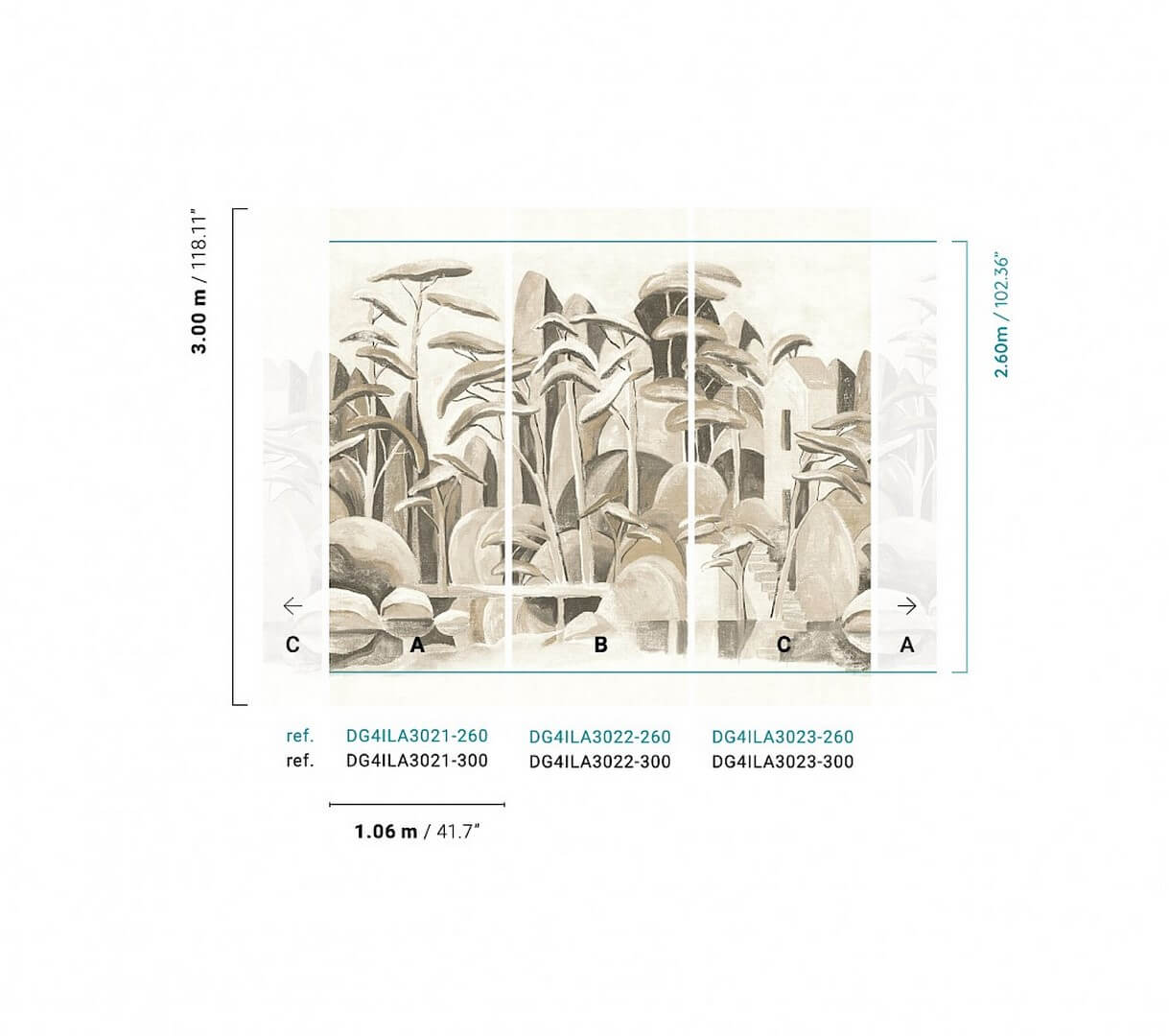 Mural botanika i architektura Khroma DG4ILA3021 Cerreto Wall Designs IV