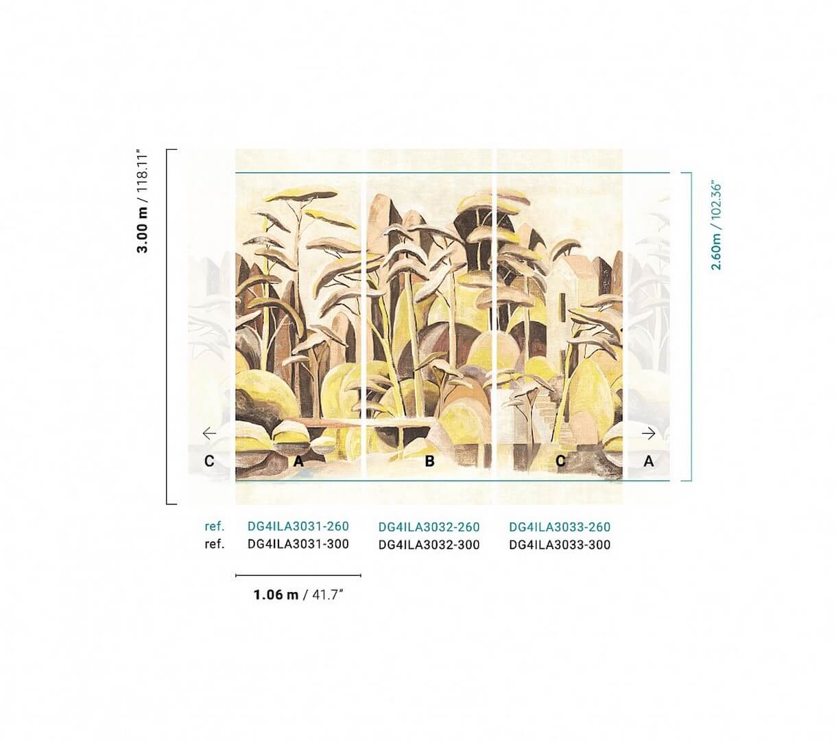 Mural botanika i architektura Khroma DG4ILA3032 Cerreto Wall Designs IV