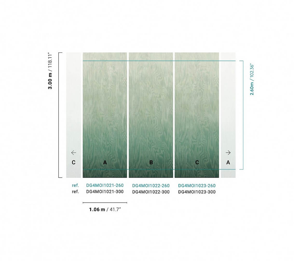Mural efekt mory jedwabiu cieniowany Khroma DG4MOI1021 Moire Wall Designs IV