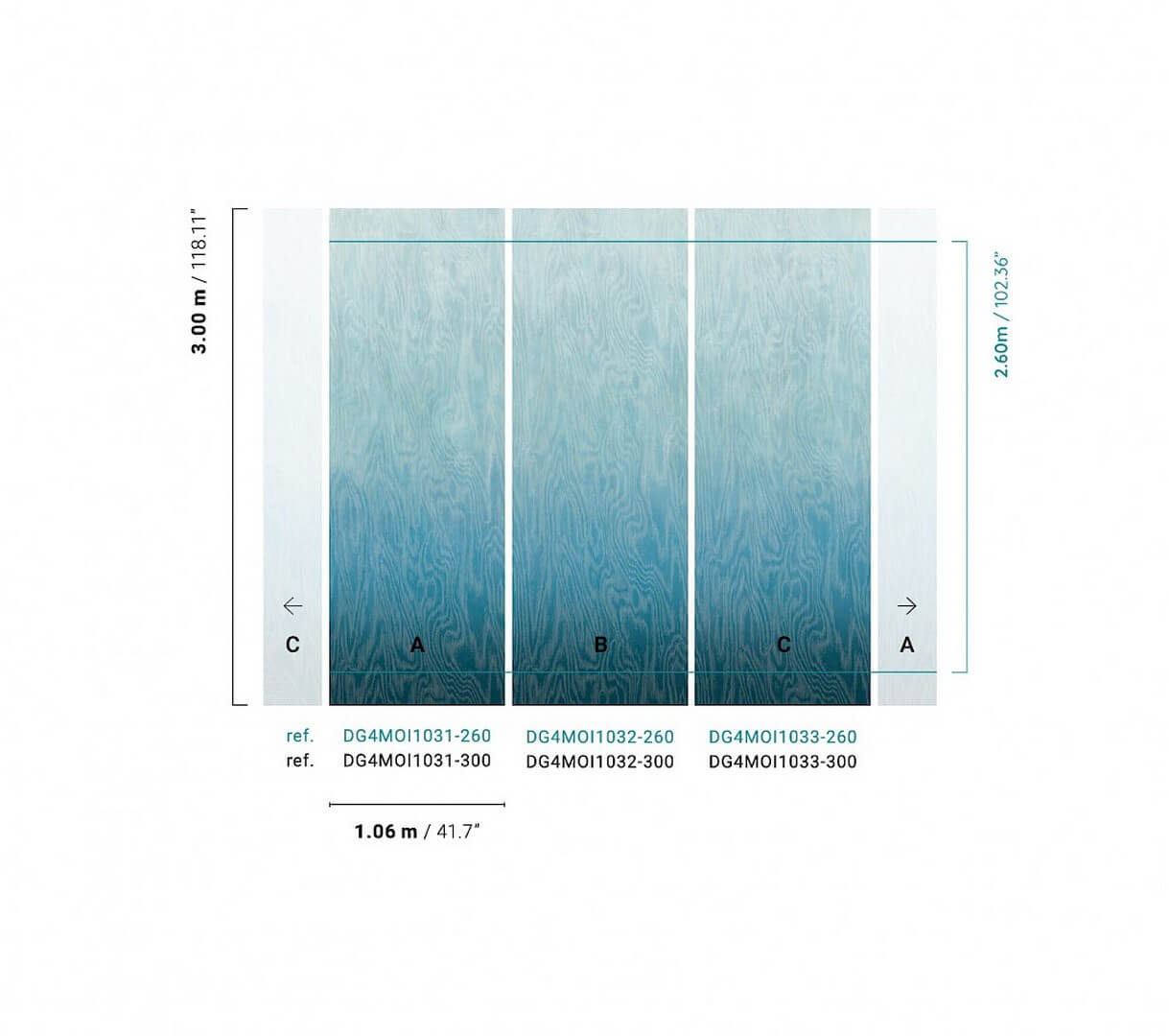 Mural efekt mory jedwabiu cieniowany Khroma DG4MOI1033 Moire Wall Designs IV