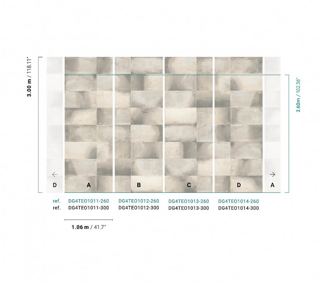 Mural imitujący płytki Khroma DG4TEO1011 Teo Wall Designs IV