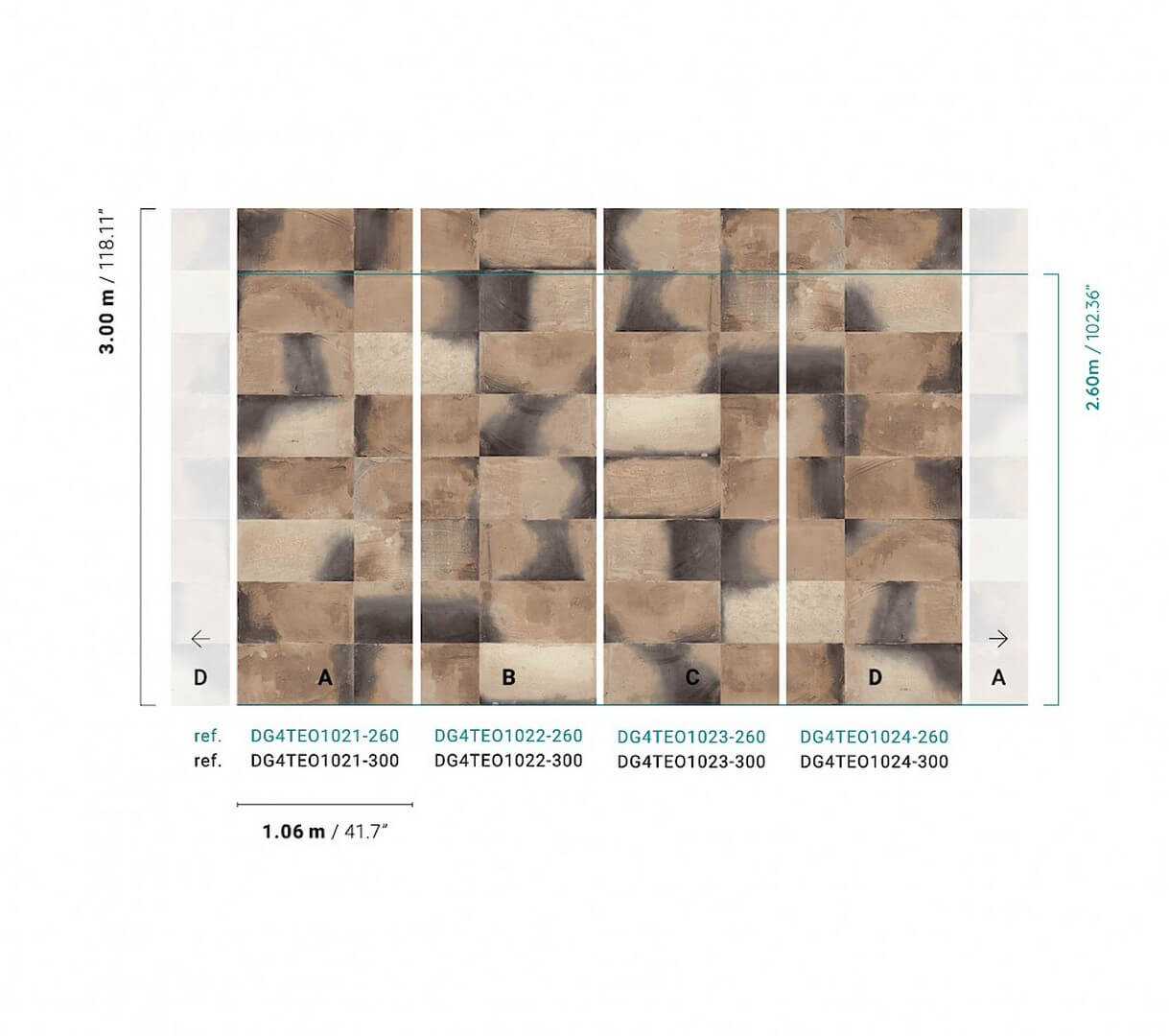 Mural imitujący płytki Khroma DG4TEO1024 Teo Wall Designs IV