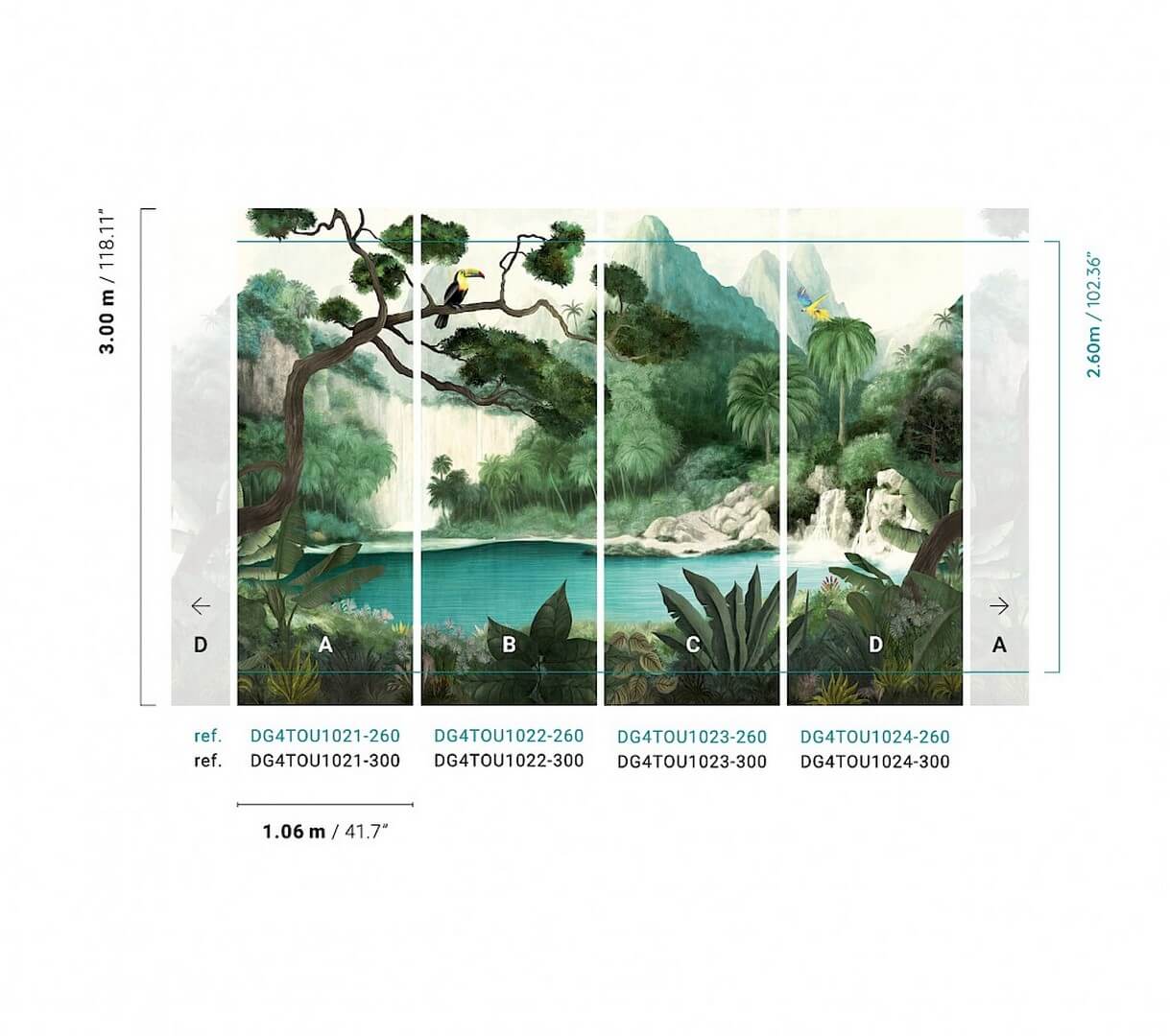 Mural krajobraz dżungli Khroma DG4TOU1023 Toucan Wall Designs IV