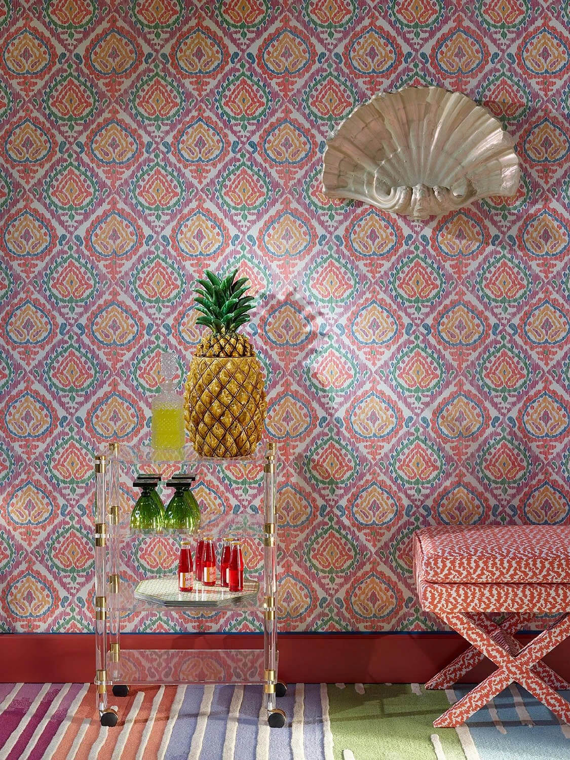 Tapeta w etnicznym stylu Pierre Frey FP766002 Kilim Veranda by Caspari