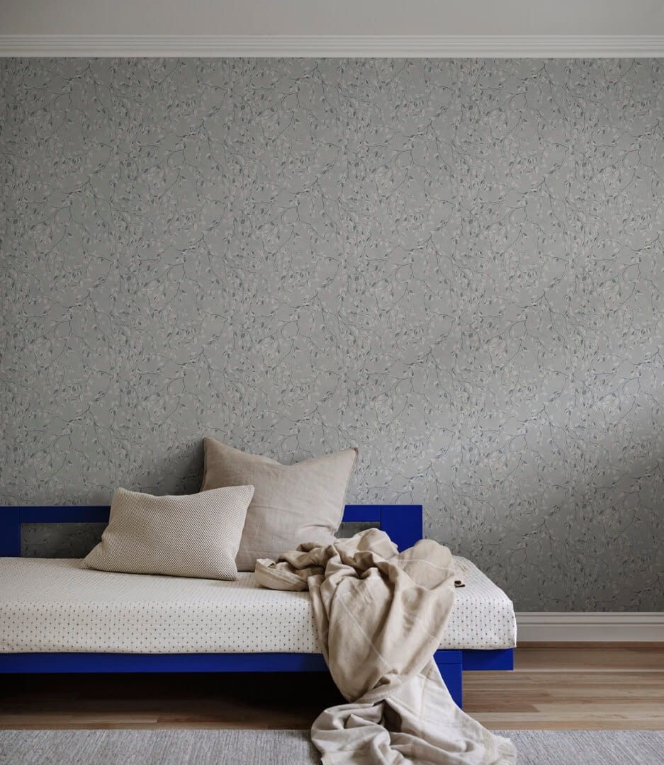 Tapeta gałęzie i liście Sandberg S10344 Lise Misty Blue Mons Klint