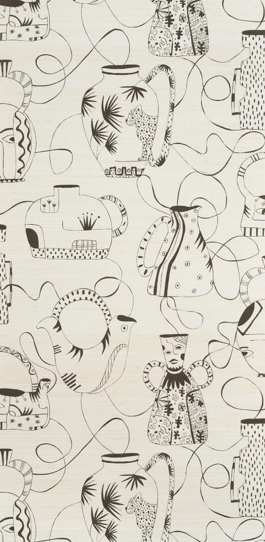 Tapeta wazy i linie naturalna Pierre Frey FP591001 Vases Masques Les Dessins 4