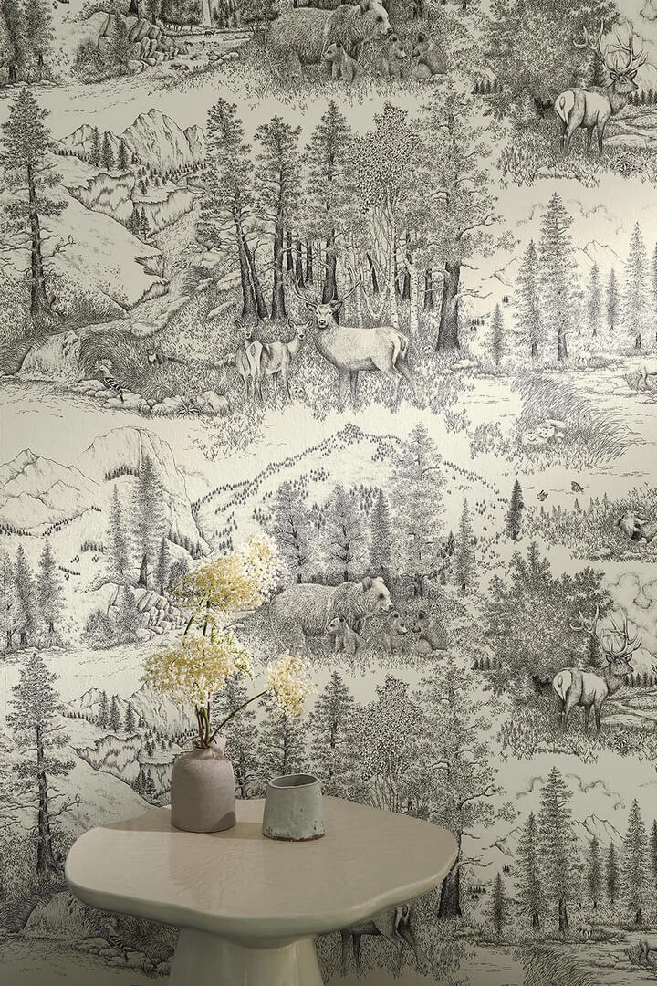 Tapeta krajobraz lasów i gór Pierre Frey FP949001 Caribou Les Dessins 6