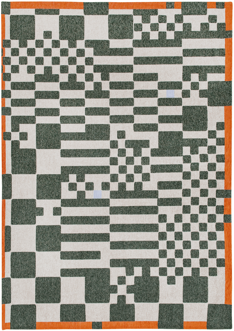 Dywan geometryczny Louis De Poortere 9339 CHESS DEEP GREEN