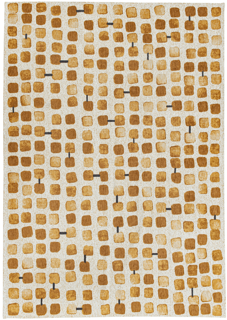 Dywan geometryczny drobne kwadraty Louis De Poortere 9346 COBBLESTONE PEACH PARTY