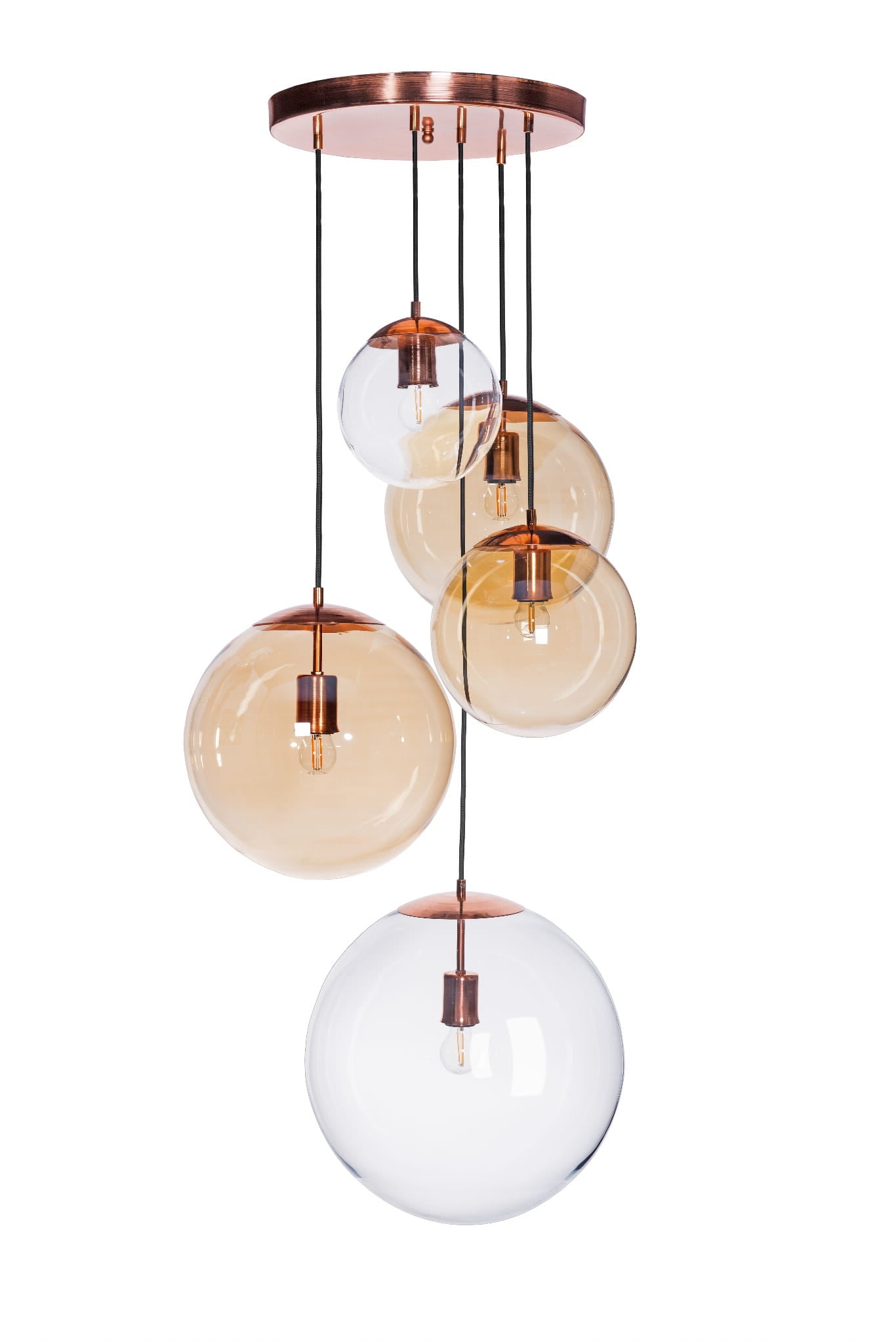 1 szt / 24 H Lampa wisząca 5 kul złota MUNA Famlight