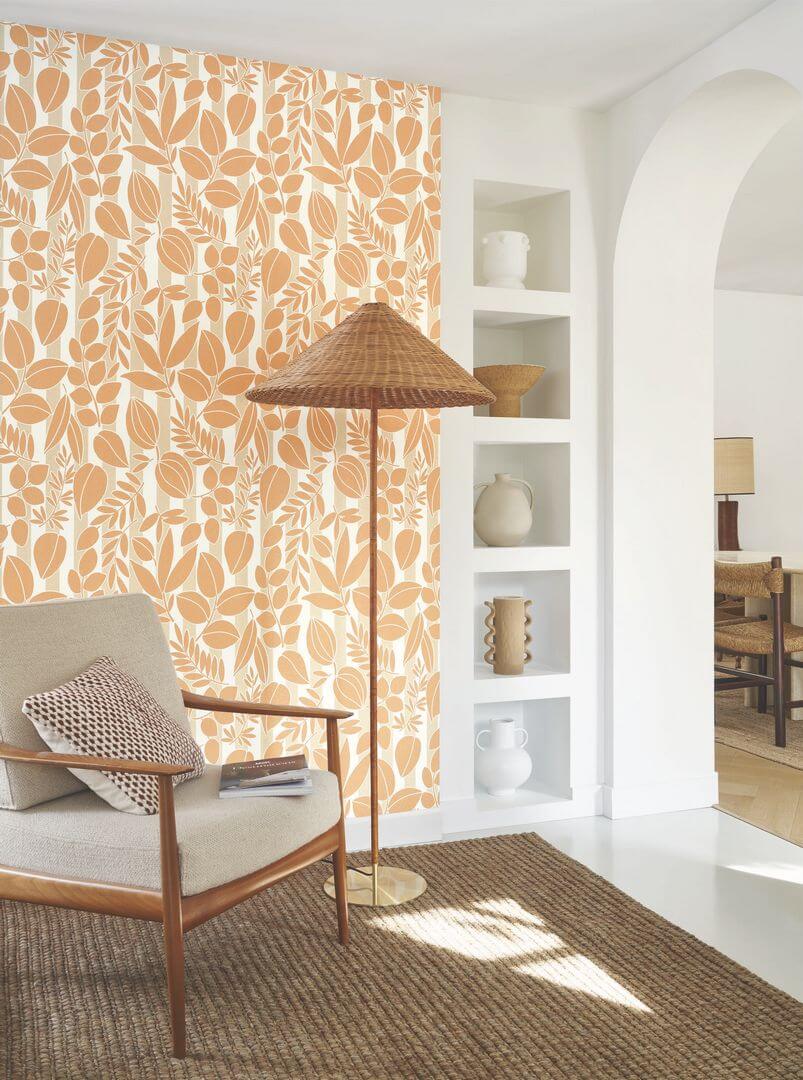 Tapeta liście i paski Casadeco ECHA 89821212 Ramatuelle Echappee Belle