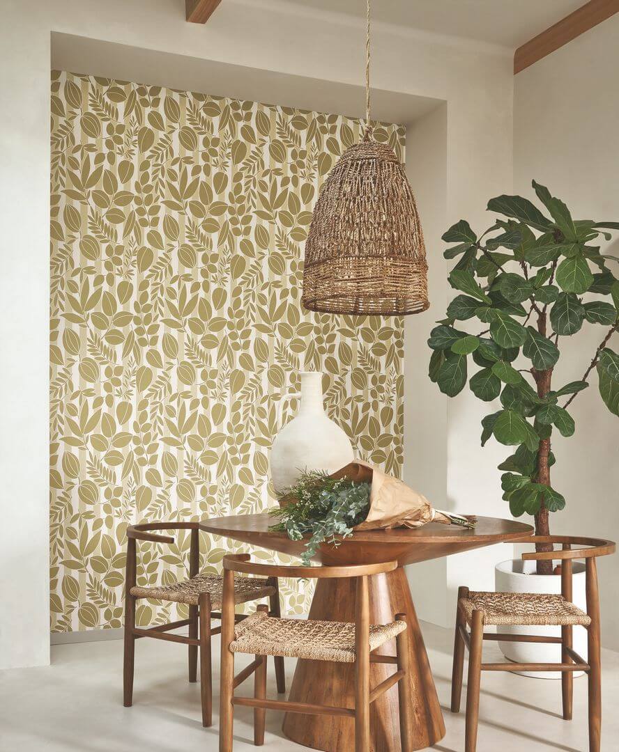 Tapeta liście i paski Casadeco ECHA 89821212 Ramatuelle Echappee Belle