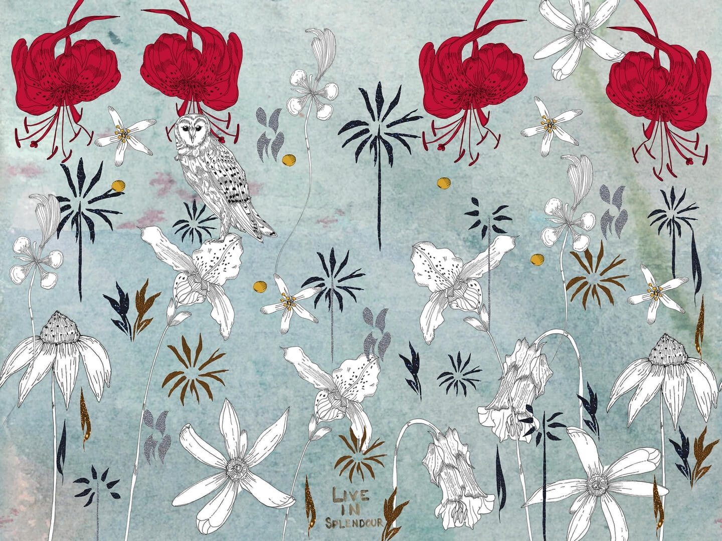 Fototapeta kwiaty i sowa Wall&Deco WDDD2401 Daydream Contemporary 2024