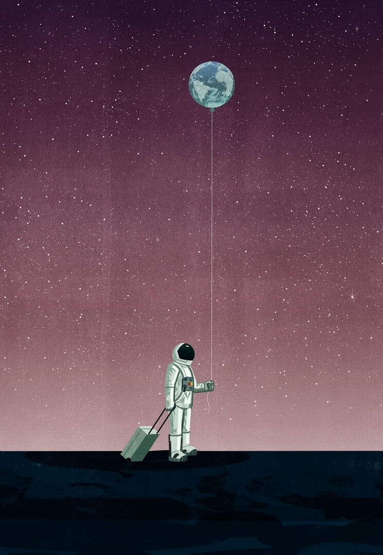 Fototapeta astronauta na księżycu Wall&Deco WDWM2402 Walking with the Moon Contemporary 2024