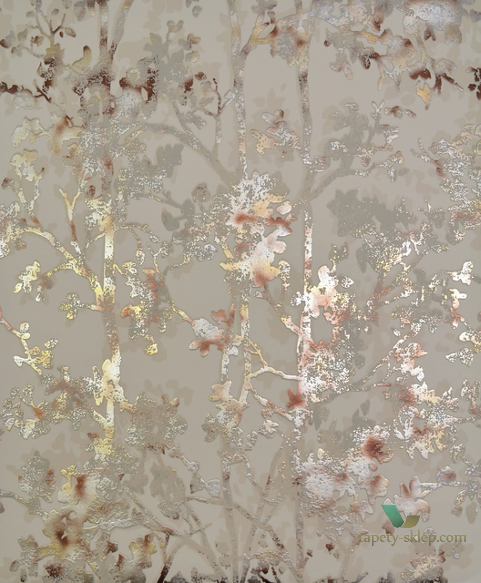 Tapeta roślinna York Wallcoverings NW3584 Shimmering Foliage Modern Metals 2
