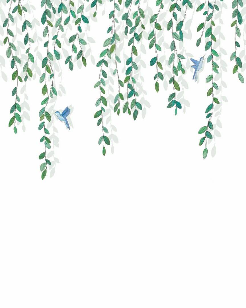 Mural liście i kolibry Caselio GNL2 105400405 S Birdy Green Life 2