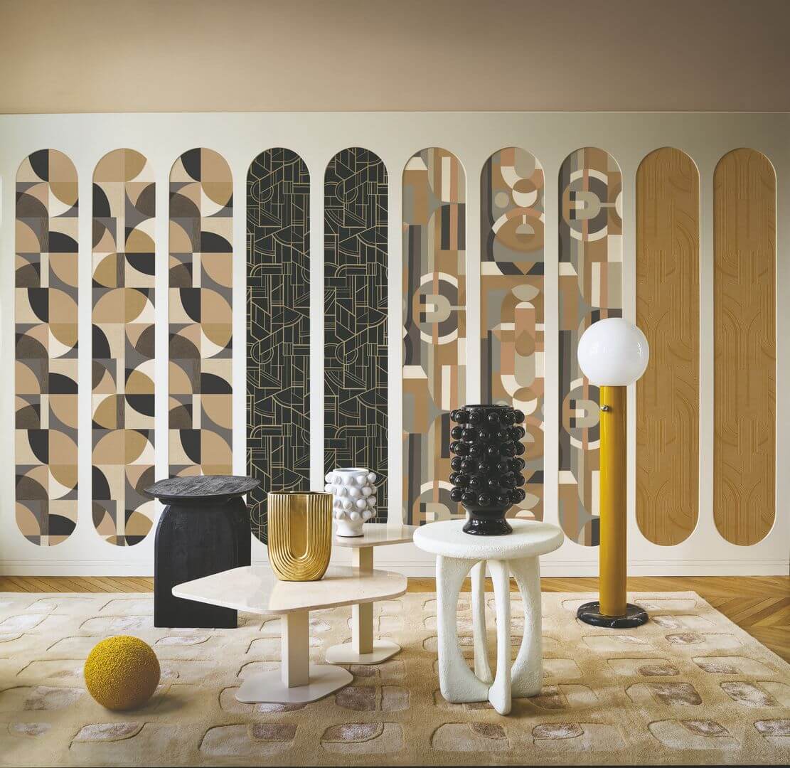Tapeta geometryczna jak witraż Casamance 76250100 Vitrail Faubourg des Lumieres