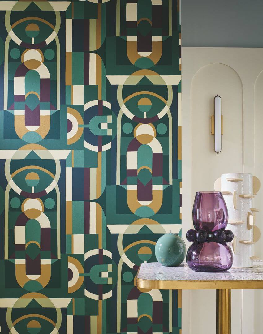 Tapeta geometryczna jak witraż Casamance 76250202 Vitrail Faubourg des Lumieres