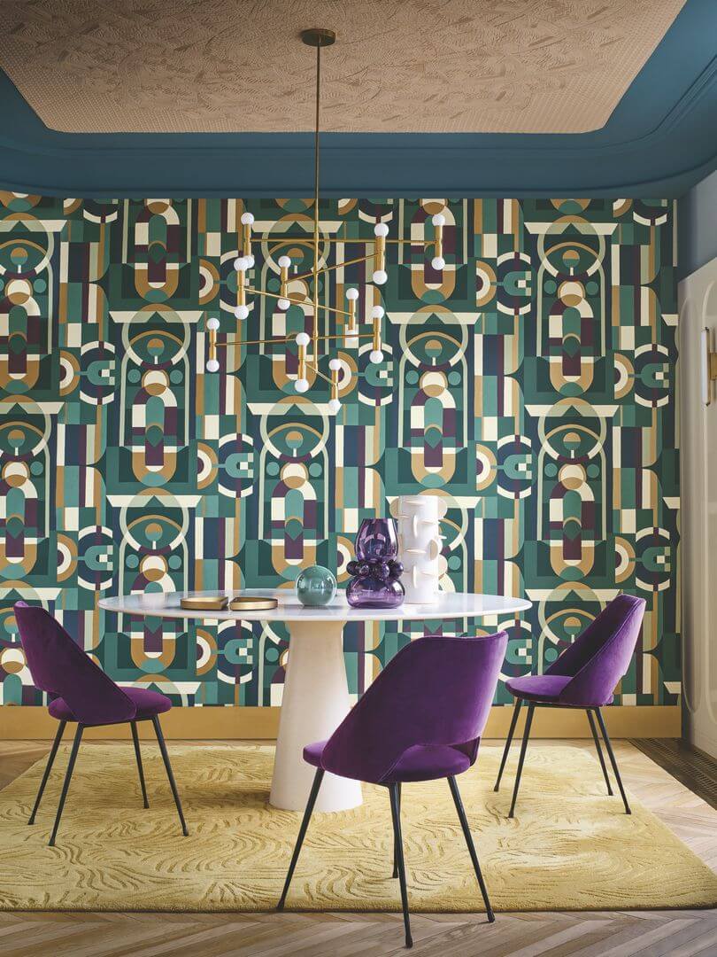 Tapeta geometryczna jak witraż Casamance 76250304 Vitrail Faubourg des Lumieres