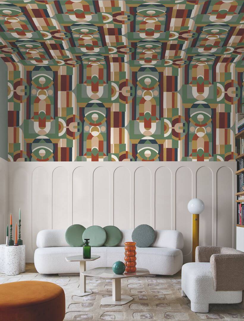 Tapeta geometryczna jak witraż Casamance 76250508 Vitrail Faubourg des Lumieres