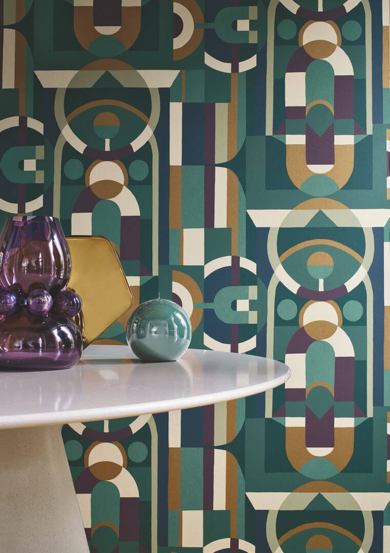 Tapeta geometryczna jak witraż Casamance 76250508 Vitrail Faubourg des Lumieres