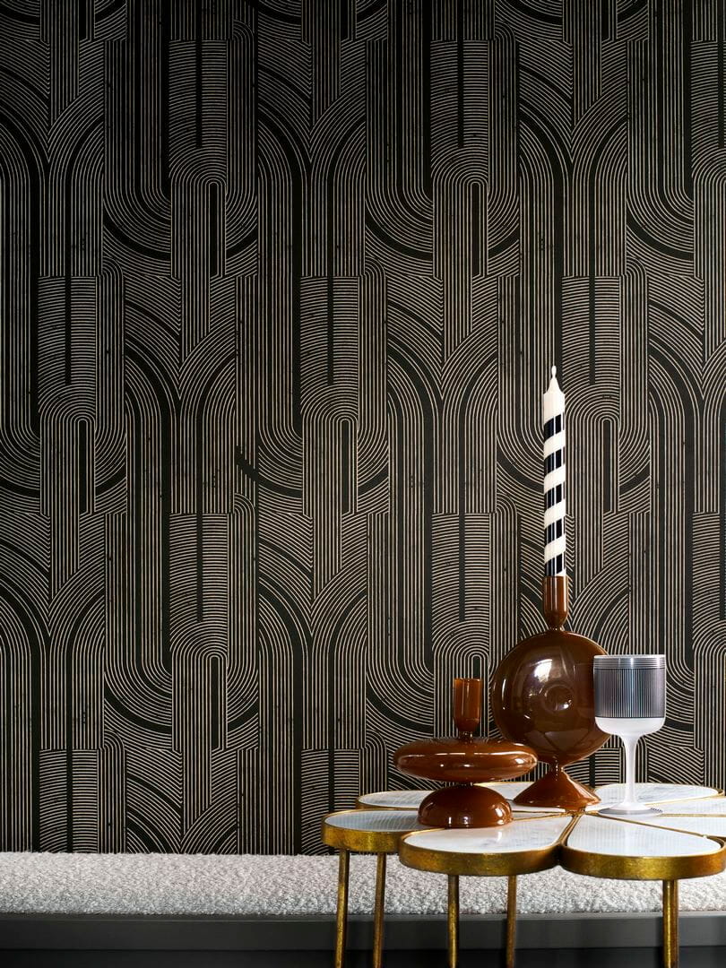 Tapeta metaliczne linie Casamance 76281732 Porte Doree Faubourg des Lumieres - 106 cm szer.